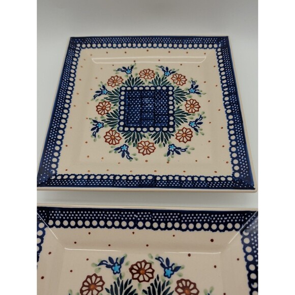 Polish Pottery Manufaktura Boleslawiec 9 Inch Square Plate - Picture 3 of 6